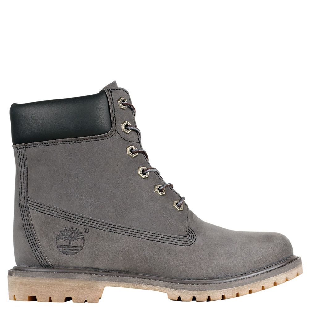 Timberland Womens 6-Inch Boots Premium Waterproof Internal Wedge - Dark Grey - India WZ2190837